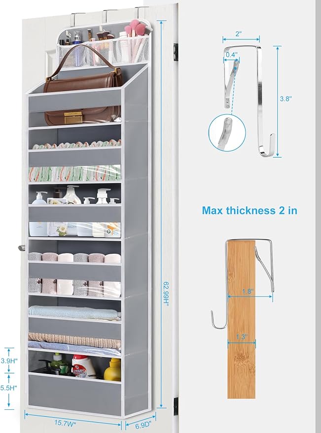 Over the Door Organizer 7 Tiers - 55lb Heavy Duty Door Hanging Organizer