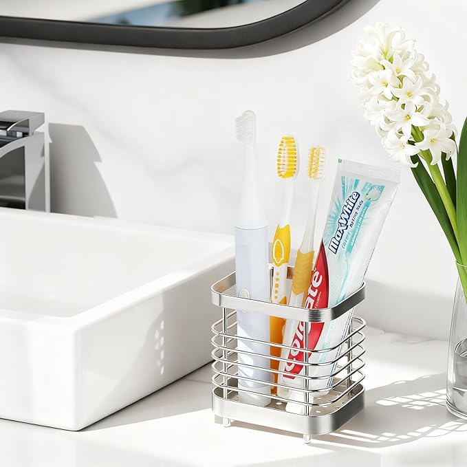 MYITYARD Toothbrush Holder for Bathroom, Stainless Steel Ventilated Electric