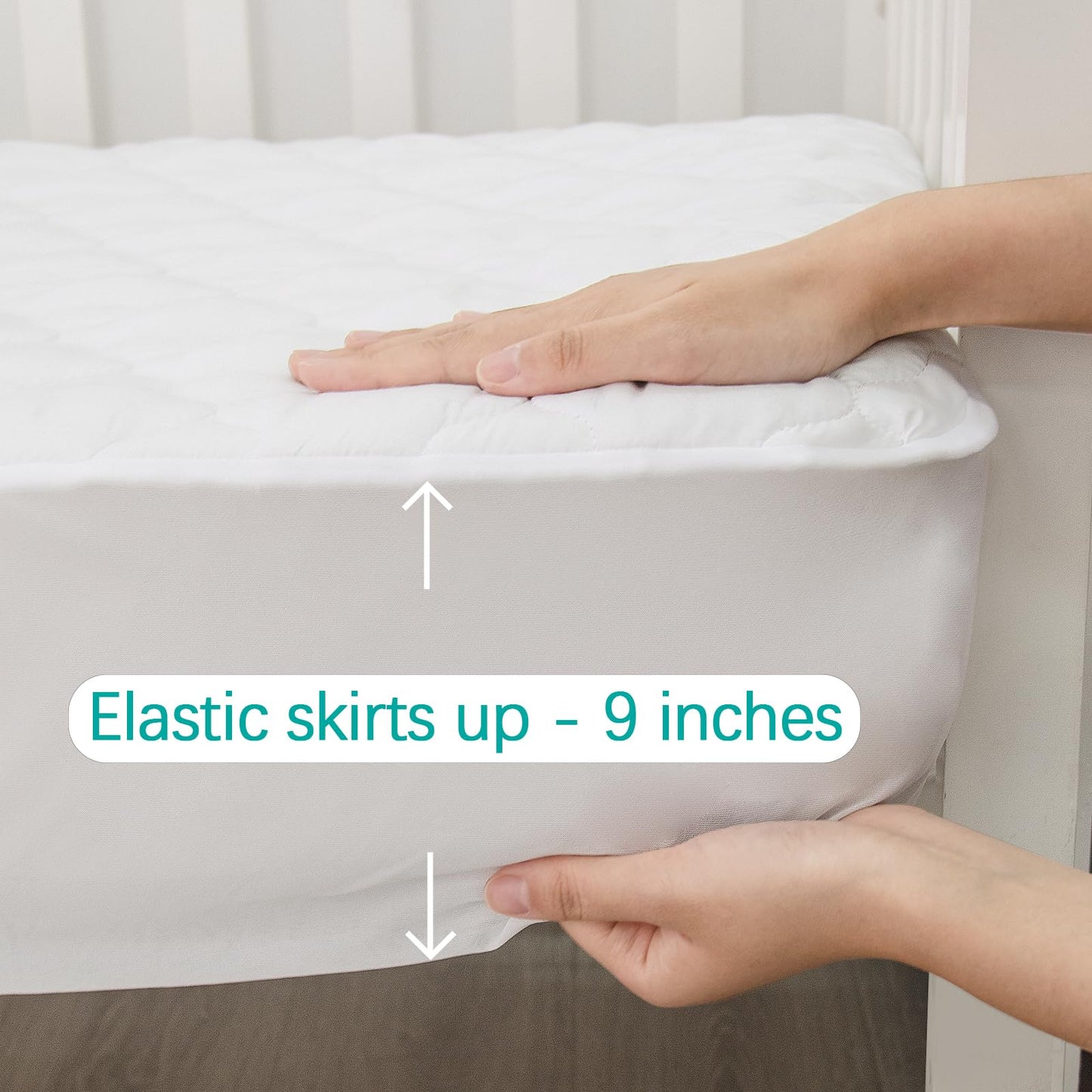 Crib Mattress Protector Sheets Fitted Waterproof Crib Mattress Pad Cover, Noiseless & Machine Wash 100% Absorbent Crib/Toddler Mattress Protector Sheet Quilted, White, 52" x 28"