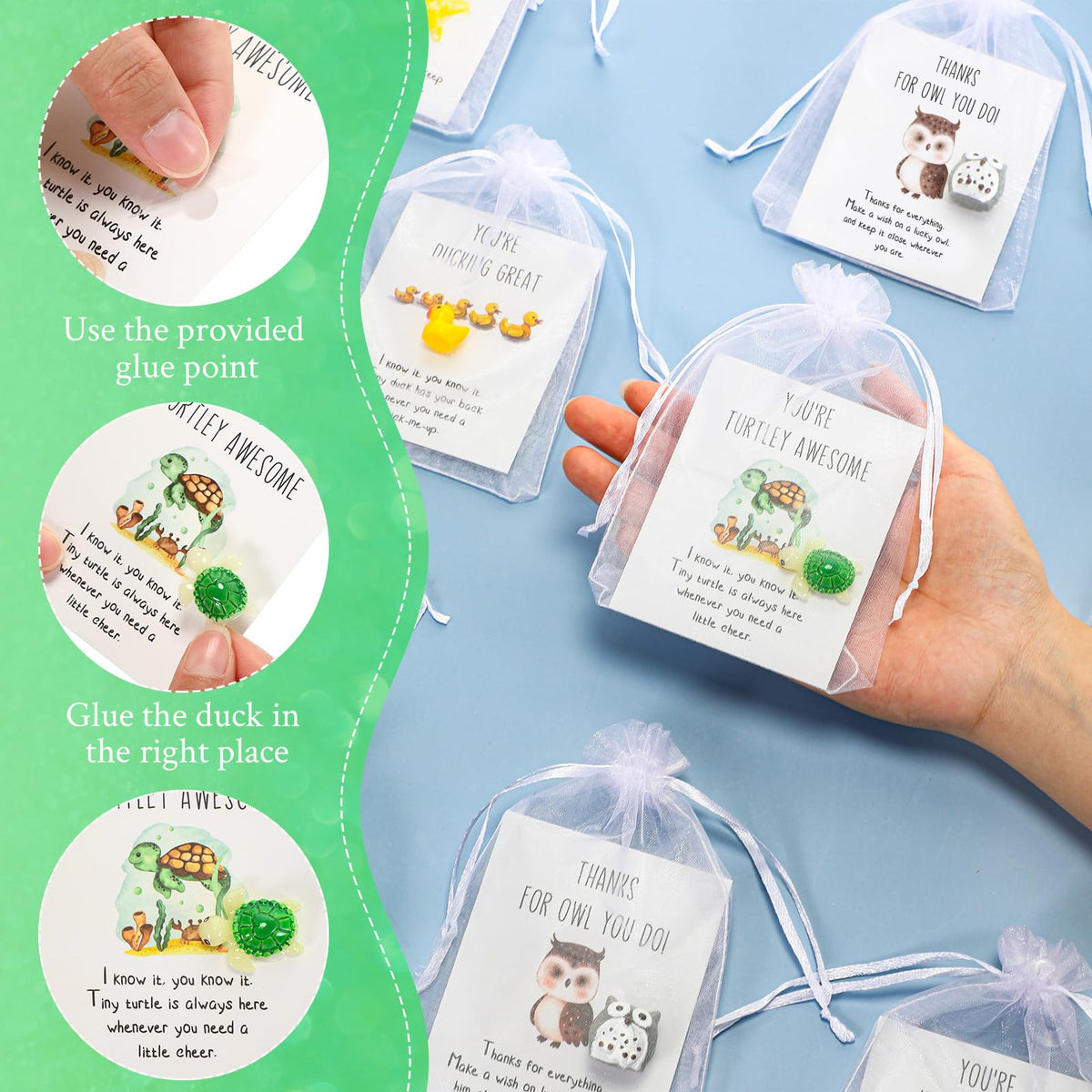 Fumete 25 Set Employee Appreciation Gift Bulk for Coworkers Graduation Volunteer Teacher Nurse Funny Resin Animal with Pun Inspirational Note Cards Office Team Staff Thank You Gift