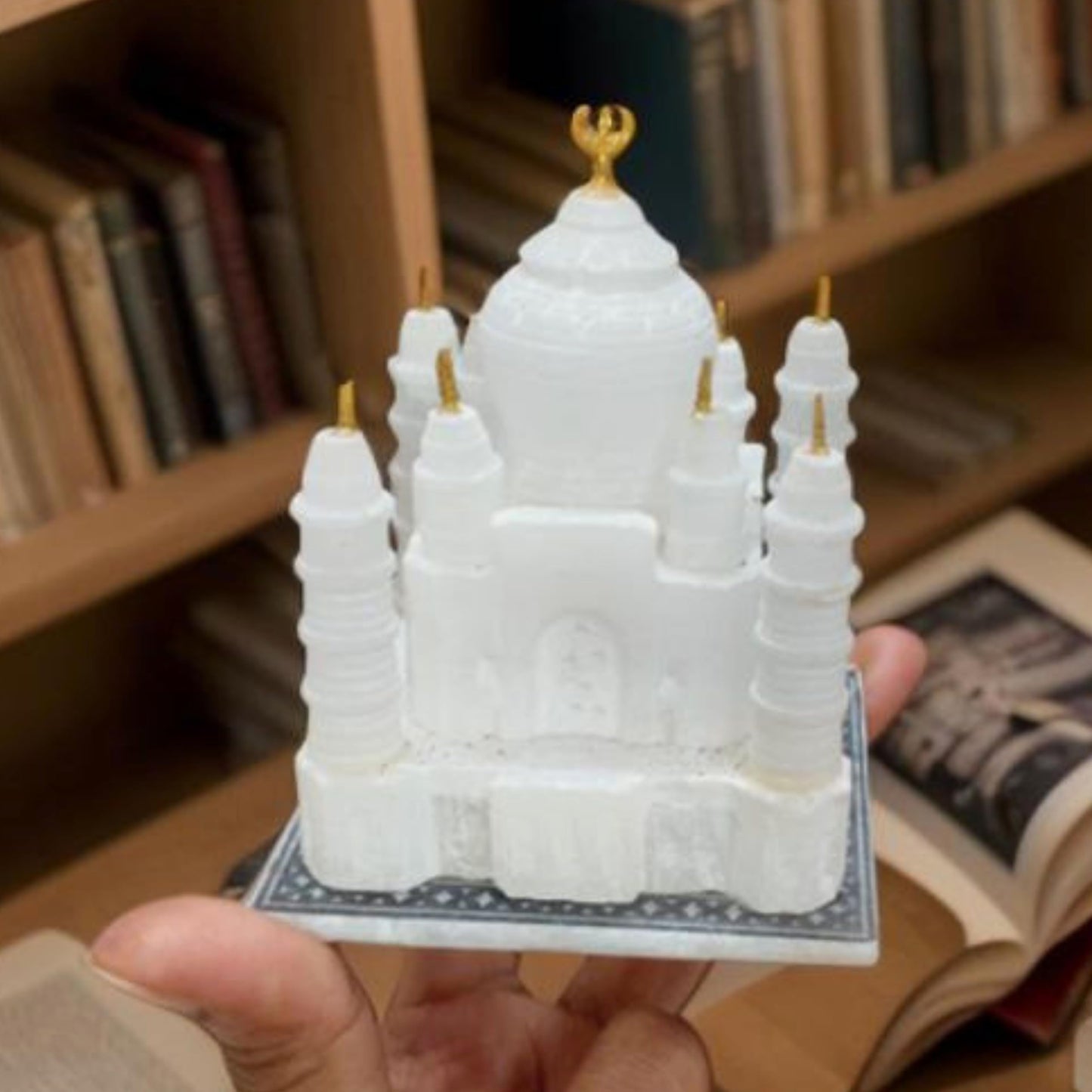 Monuments of Marble White Taj Mahal Replica Model India Agra Souvenir Collection for Decor Handmade Gift Home Decoration Small Handcrafted Miniature Architecture Love Symbol (White 3 x 3 Inch)