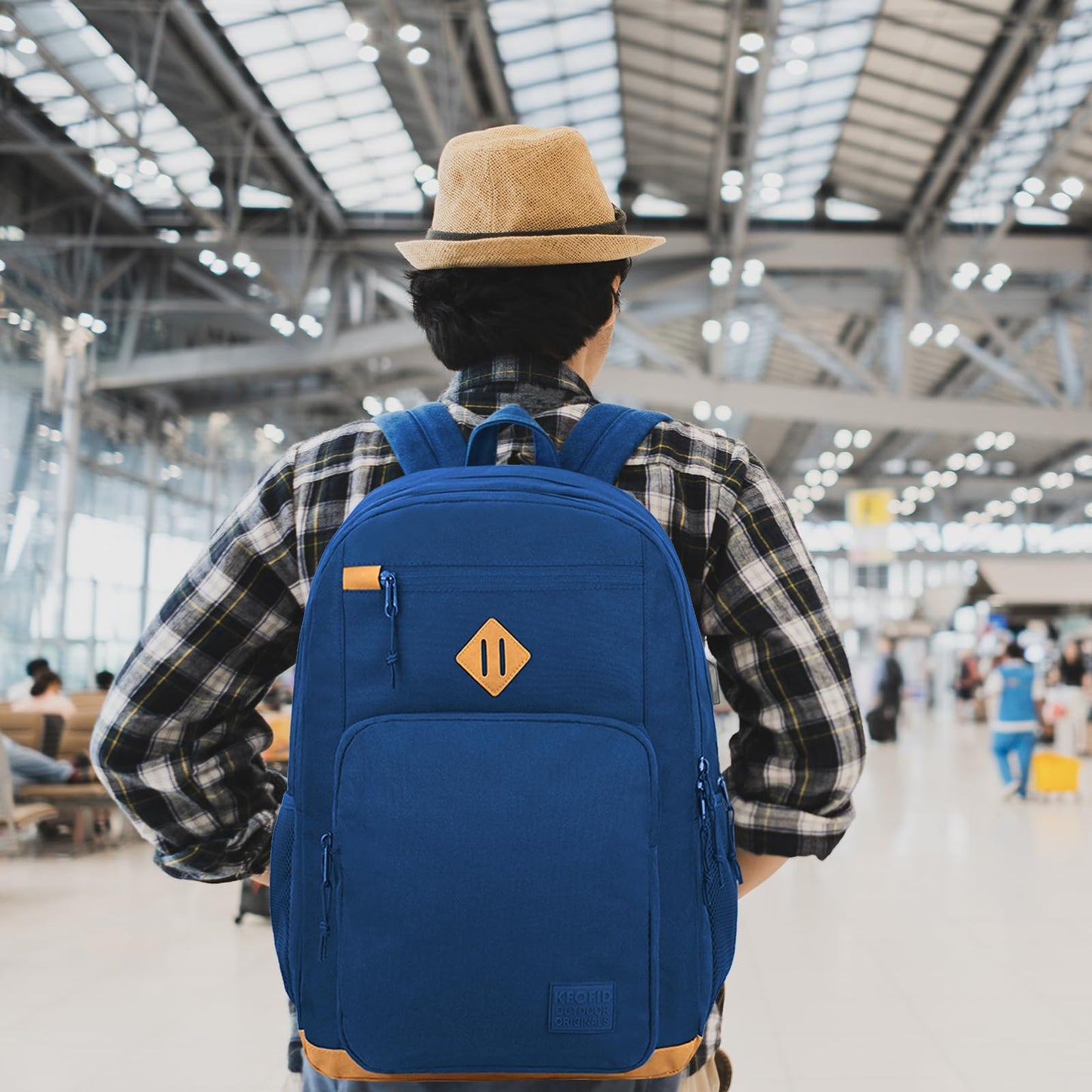 KEOFID Classic School Backpack for Boys and Girls Teenager, Travel Bag for Men and Women, Anti theft laptop Backpack with USB Charging Port for College(Blue 19inches)