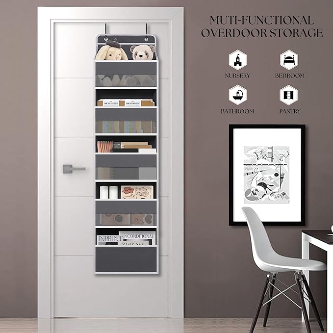 Over Door Organizer with 5 Large Pockets, Heavy Duty Hanging Organizer Storage