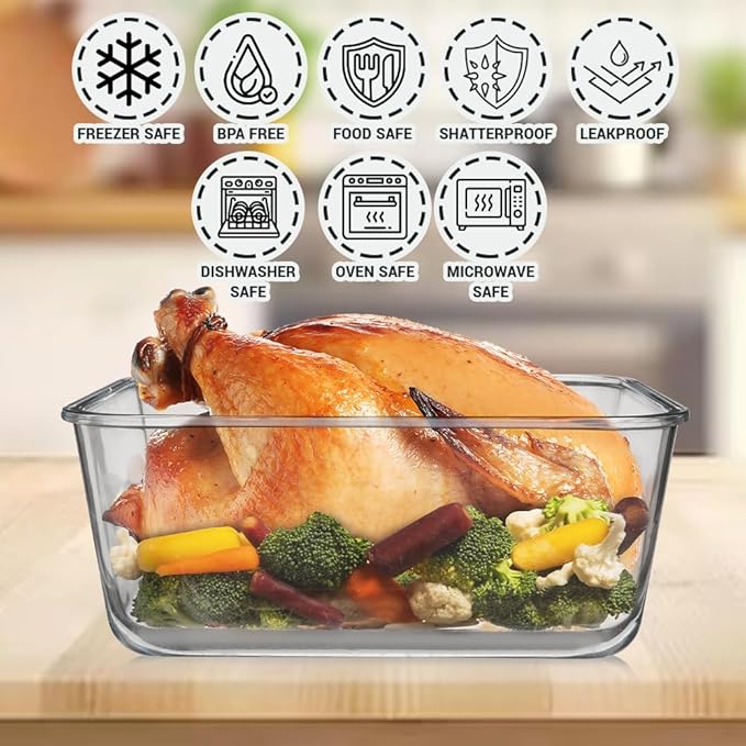 3300 ml/ 112 oz LARGE Glass Food Container