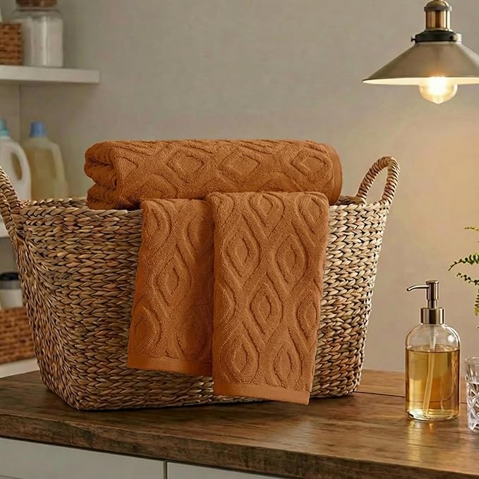 Artoid Mode 1 Pc Caramel 3D Diamond Grid Jacquard Hand Towels