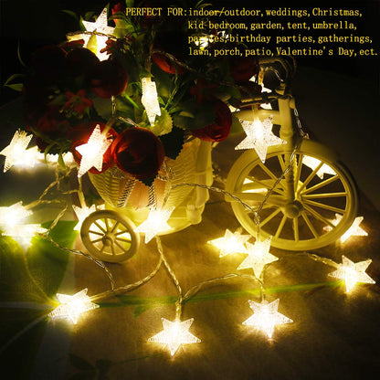 Xingpold Star String Lights,16.4 ft 50 LED 8 Modes Battery Operated String Lights with Remote & Timer Dimmable Twinkle Fairy Lights String for Kid Bedroom Tent Party Wedding Christmas Decor Warm White
