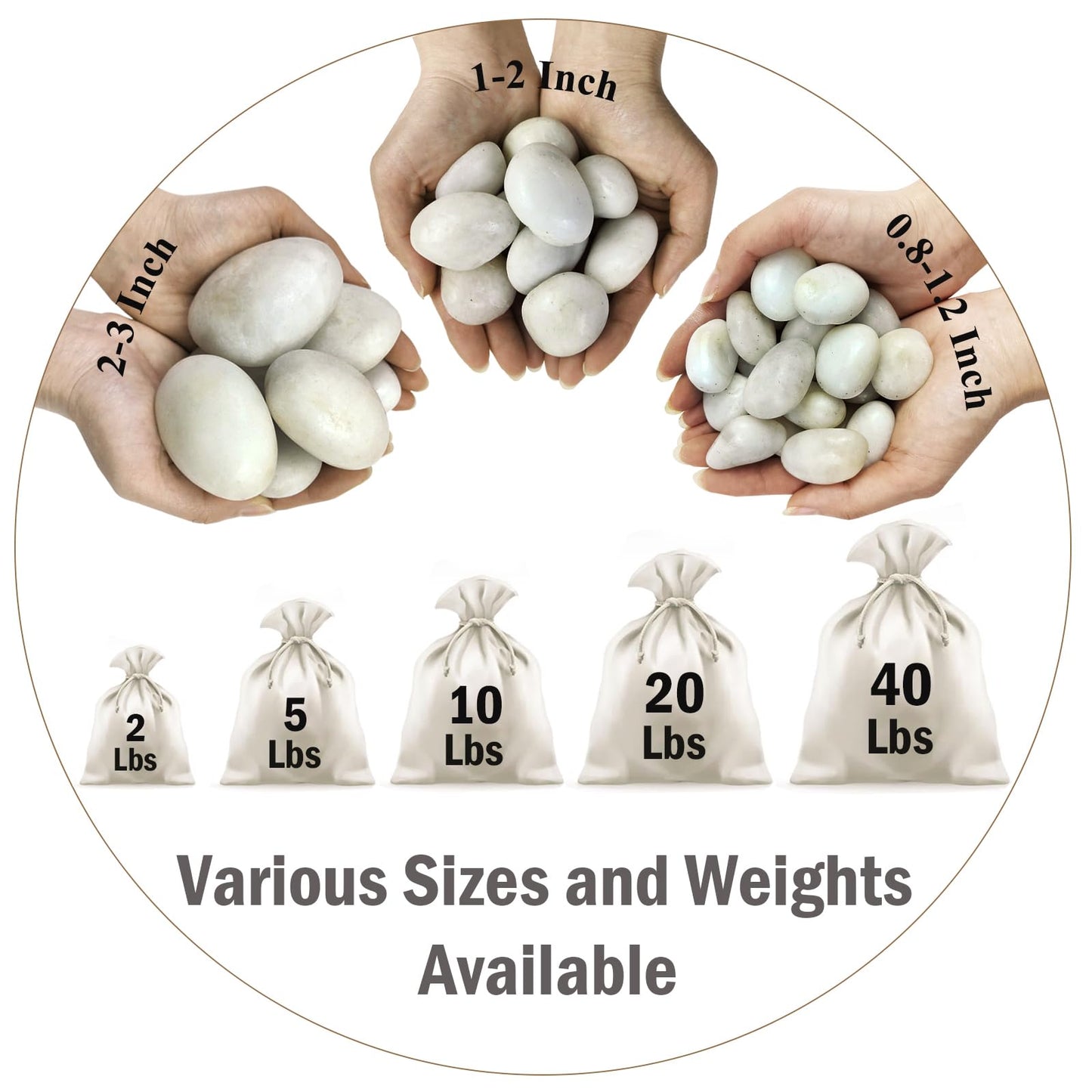 FANTIAN 5 lbs White River Rocks, Polished Pebbles for Indoor Plants, 1-2 inch Decorative White Stones for Plants Vase Aquarium Fish Tank and Outdoor Garden Landscaping Rocks