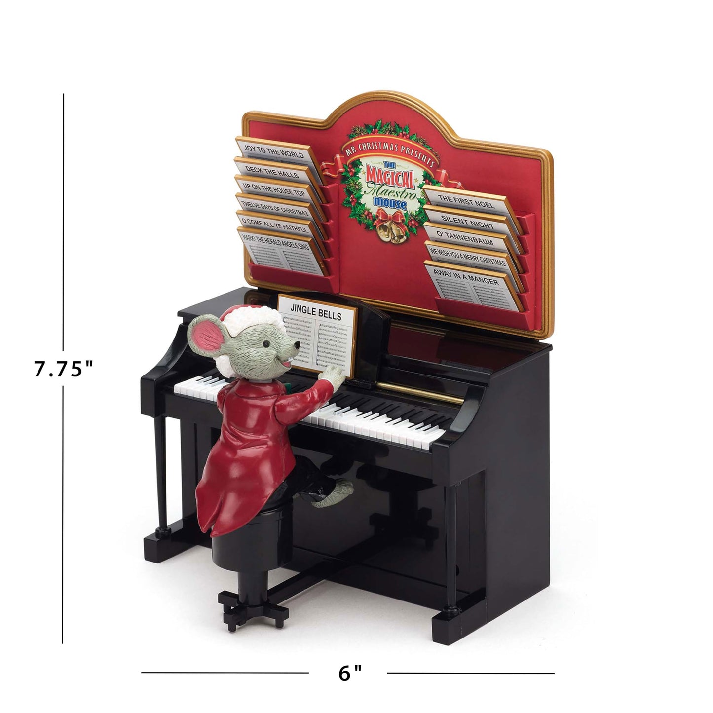 Mr. Christmas Christmas Décor, 10 in, Sing-a-Long Mouse,Plastic