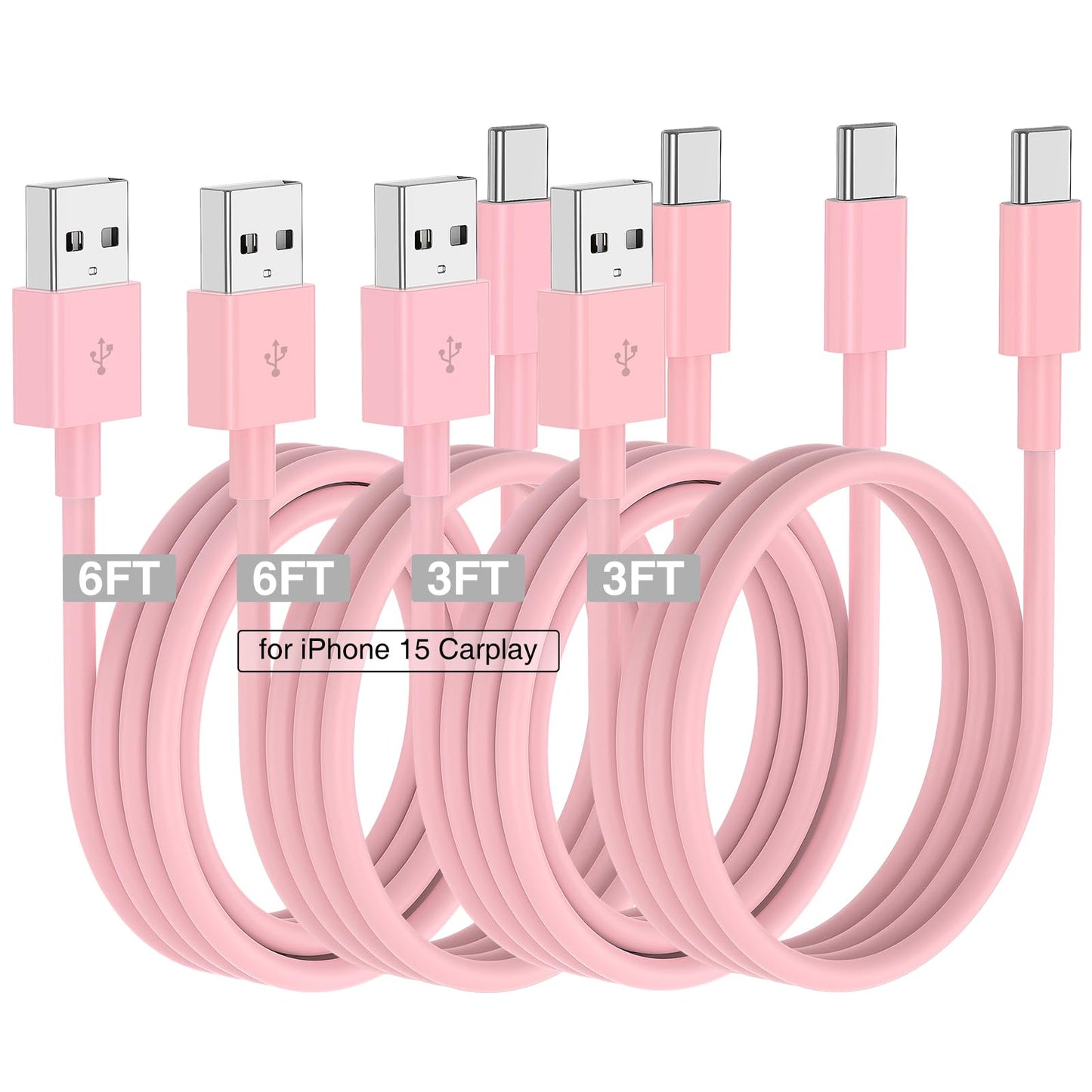 Car Carplay Cable for iPhone 17 16 15 Charger Cord,3/3/6/6FT USB A to USB C Cable for iPhone 17 Pro Max/16 Pro/15 Plus Charger,USB C Car Charger for Apple 17 Air/16 Pro Max/16e/15/iPad Pro