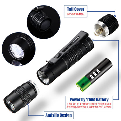 Hortsun 20 Pcs Mini Pen Light Flashlights Father Day Gifts for Men Pocket Flashlights Pen with Clip Small LED Handheld Slim Torches Without Battery(3.54 Inch,Black)