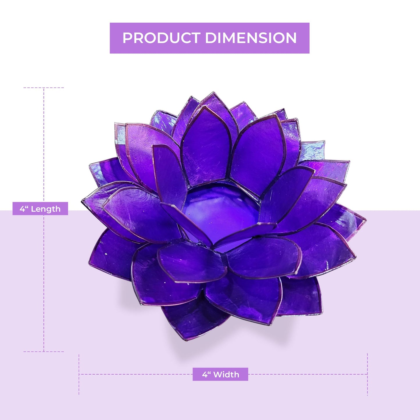 Moonshadow Handmade Capiz Shell Lotus Tea Light Holder, Elegant Flower Design with Natural Translucent Finish, Ideal for Home Decor, Meditation, Weddings & Serene Centerpieces, Purple