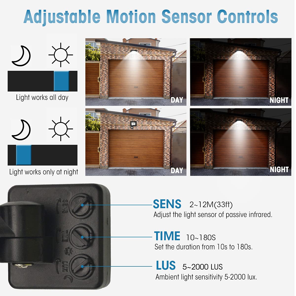 Security Lights Outdoor Motion Sensor, 10W Floodlights with Sensor 1000LM Warm White 3500K Daylight IP66 Waterproof Outdoor Led Light with Motion Sensor for Garden, Garage, Backyard, Courtyard