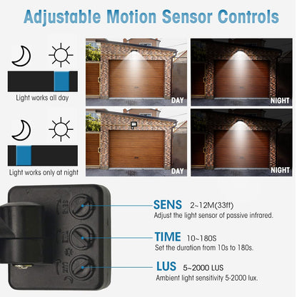 Security Lights Outdoor Motion Sensor, 10W Floodlights with Sensor 1000LM Warm White 3500K Daylight IP66 Waterproof Outdoor Led Light with Motion Sensor for Garden, Garage, Backyard, Courtyard