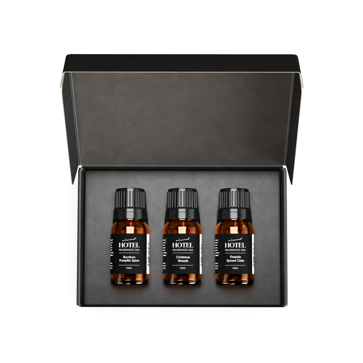 AirScent Holiday Scents Christmas Diffuser Oil 3 Pack Gift Set - 10 mL, 0.34 fl oz Fragrance Oil Set - Bourbon Pumpkin Spice, Christmas Wreath and Fireside Spiced Cider Scents