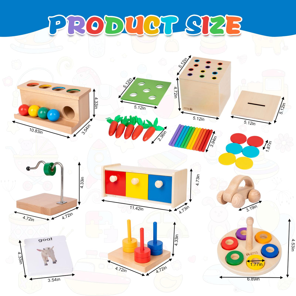 Adena Montessori 10 in 1 Wooden Play Kit 13-15 Months