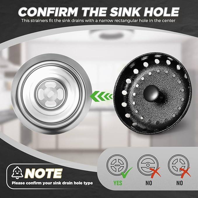 Mudder 3 Pcs Kitchen Sink Drain Strainer and Stopper Stainless Steel Garbage