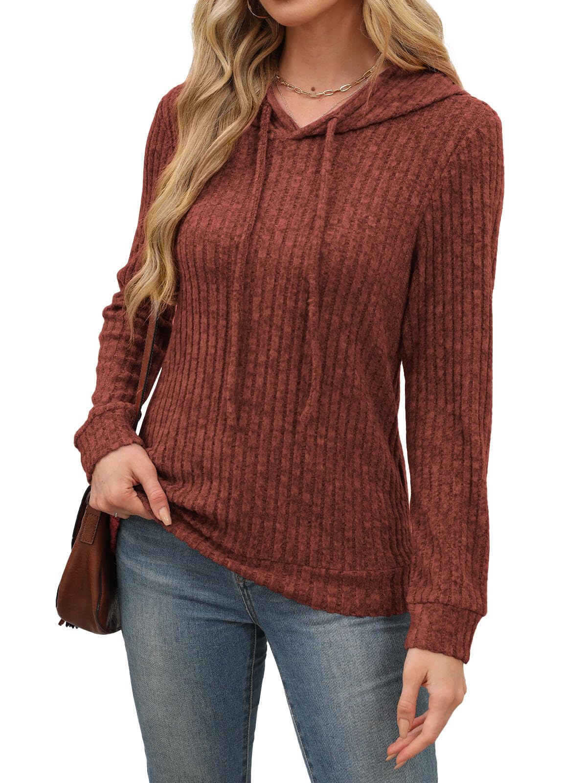 Womens Sweaters Early Fall Fashion Clothing 2025 Long Sleeve Shirts for Women Blouses Dressy Casual Hoodies Cute Tops Trendy Sweatshirts Christmas Holiday Halloween Outfits Winter Clothes Caramel L