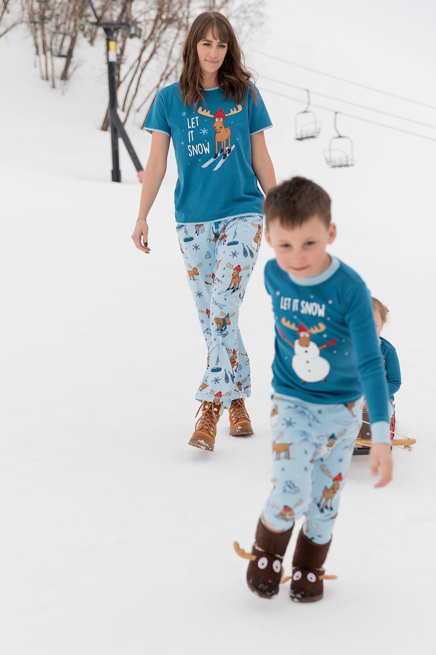 Lazy One Let It Snow Christmas Matching Family Pajamas, Matching Christmas PJs for Family Including Baby & Kids, Teens, Adults and Dog