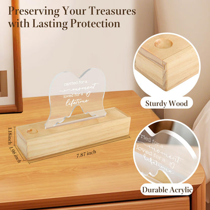 Ceiner Miscarriage Gifts for Mothers, Wooden Slip-Top Pregnancy Test Keepsake Box for Baby Loss with Angel Wings Acrylic Ornament, Comfort Sympathy Bereavement Memorial Gift for Parents, Mom and Dad