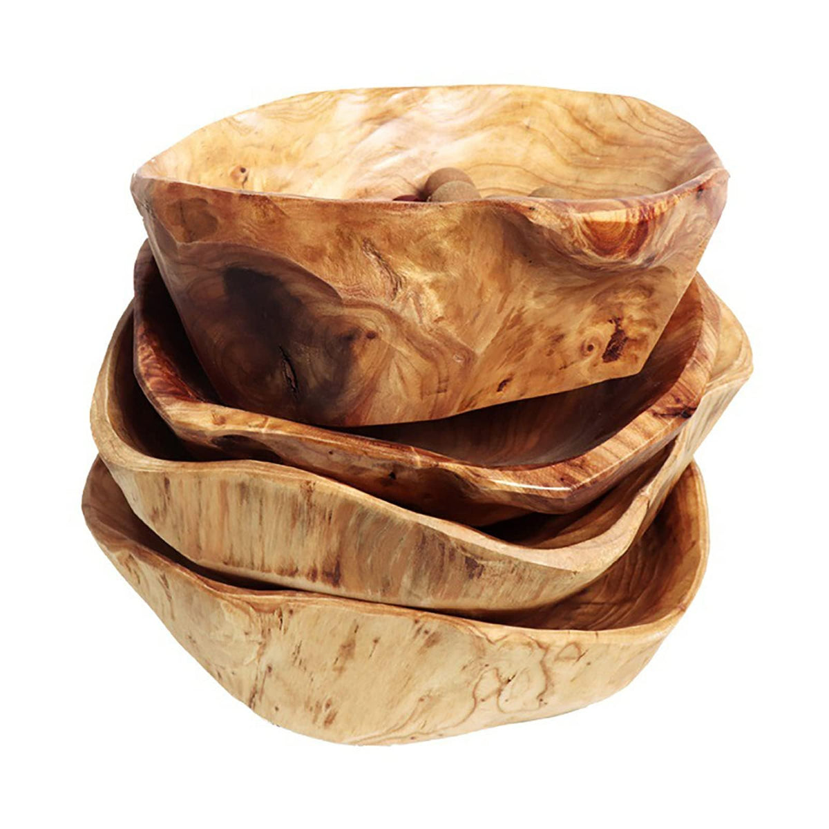 JFFLYIT Creative Wood Bowl - Root Carved Handmade Natural Real Wood Candy Serving Bowl 10"-12"