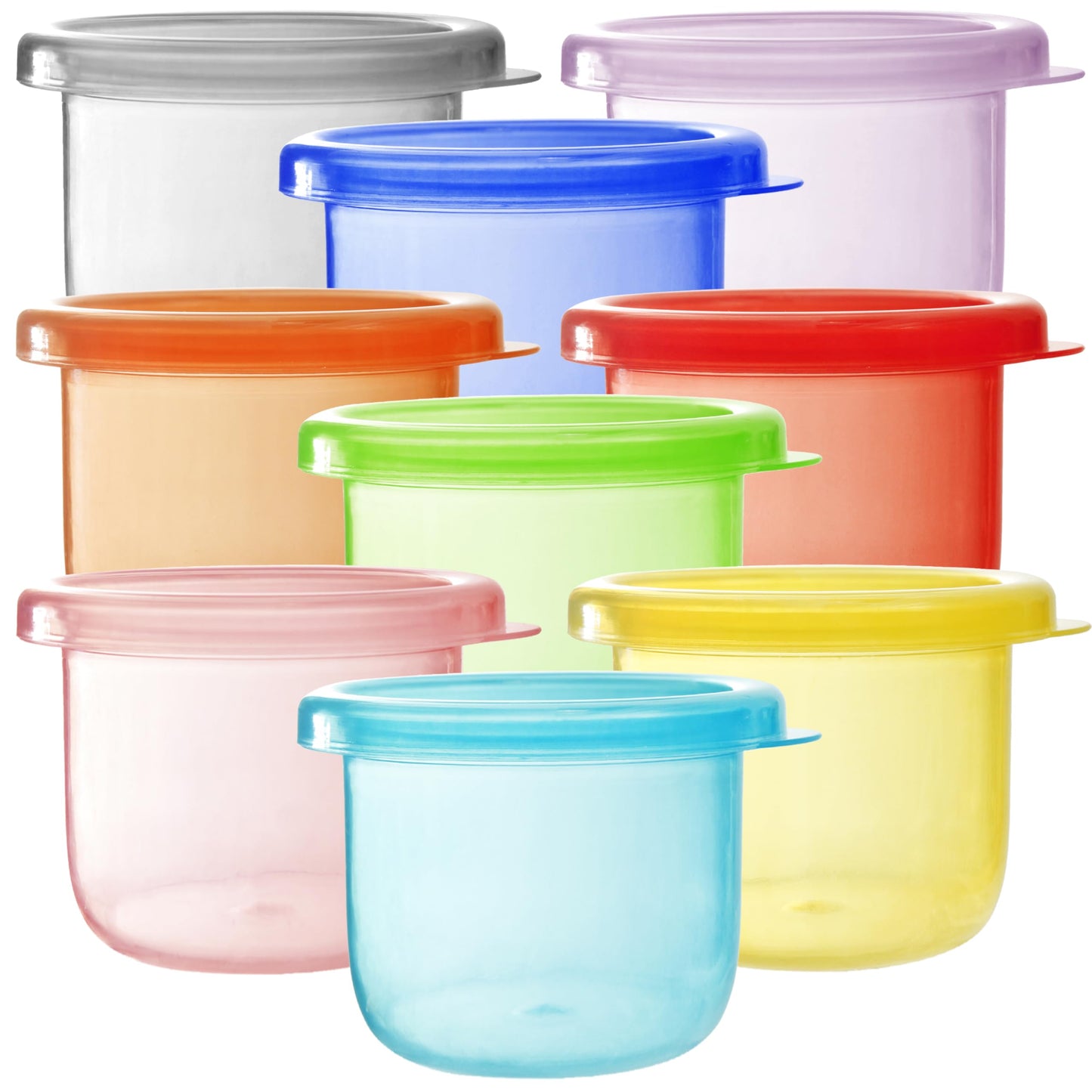 Youngever 9 Pack Plastic Jello Shot Cups, Reusable Portion Cups With Lids, Small Plastic Containers with Lids (4 Ounce)