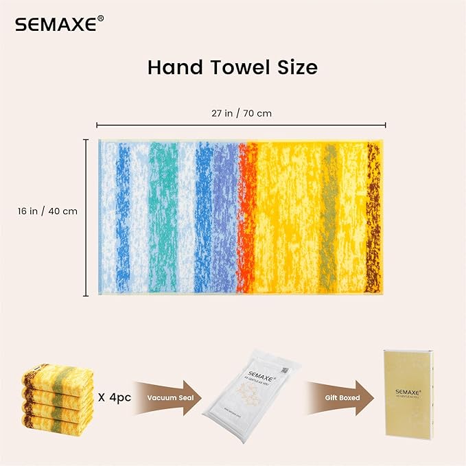 SEMAXE Hand Towels for Bathroom, 100% Cotton Towels