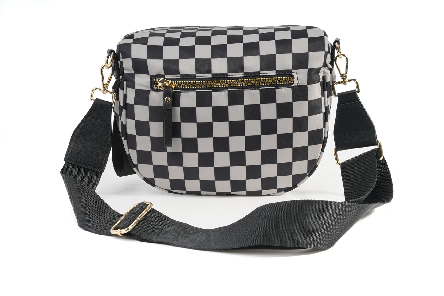 Spacious Checkered Nylon Crossbody Bag Bum Bag Checkered Handbags Wallets for Women