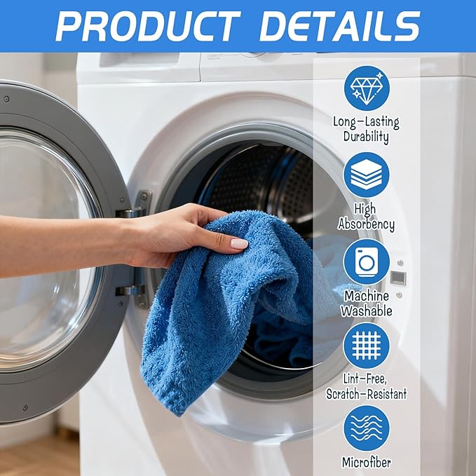 6 Pack Extra Large Microfiber Cleaning Cloths 20"x30", Lint-Free Reusable Towels