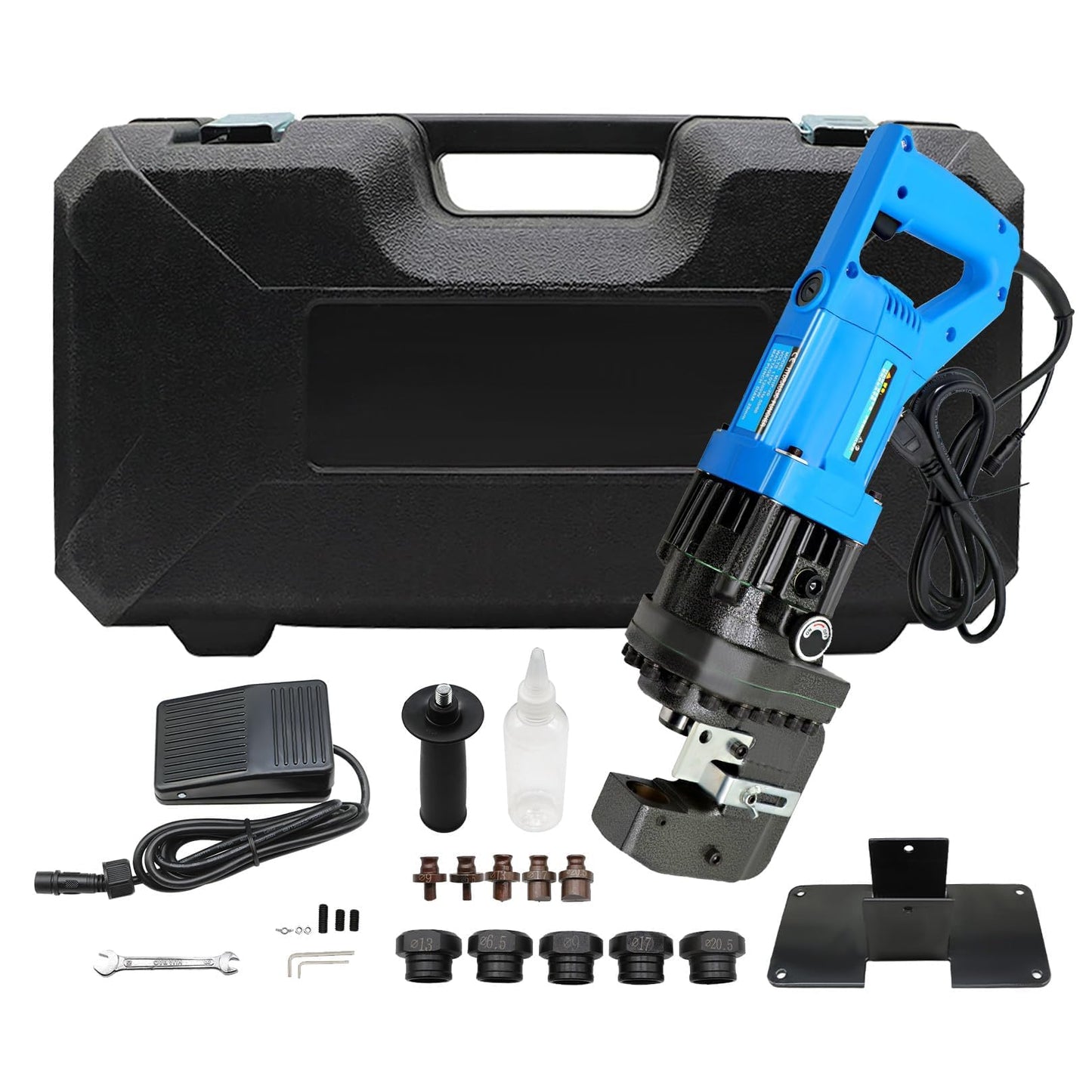 Jecoupoon 1200W 110V Electric Hydraulic Hole Punch Hydraulic Hole Punching Tool Metal Punch Compatible with Steel Copper Aluminum Iron Alloy (Upgrade Version)