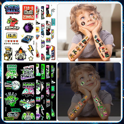 Mishopy 84Pcs Video Game Party Favors Birthday Supplies Kids Boys Invisible Ink Pen Notebook Silicone Bracelet Stamper Tattoo Sticker Gaming Toy Gift Bag Goodie Bag Stuffers Gamer Party Favors
