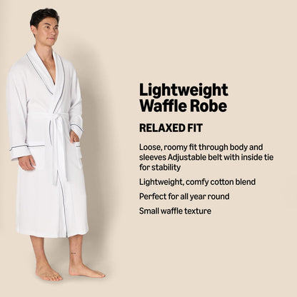 Amazon Essentials Men's Lightweight Waffle Bathrobe (Available in Big & Tall), Navy, XL-XXL