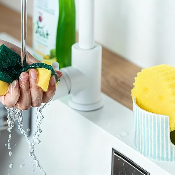 Ceramic Sponge Holder for Kitchen Sink, Sink Caddy Organizer, Dish Sponge