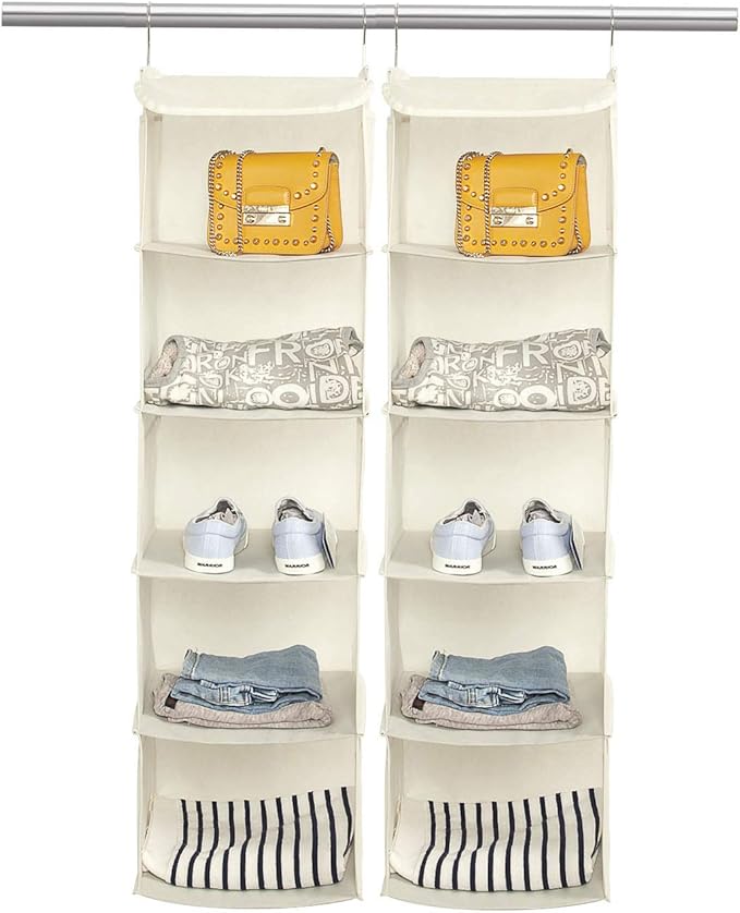 5 Shelves Hanging Closet Organizer, 2 Pack Hanging Storage