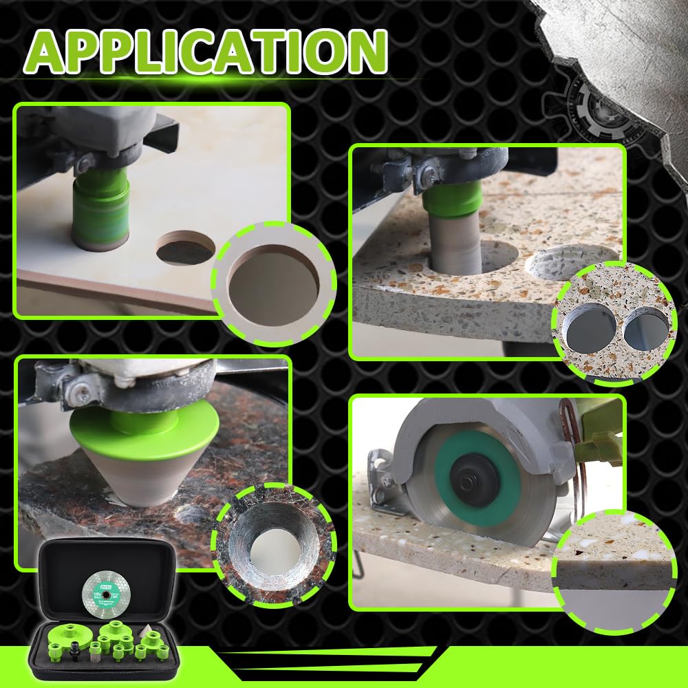 FACHLICH 4" 5" Diamond Core Drill Bits Set and 4.5" Diamond Cutting Grinding Blade for Porcelain Ceramic Tile Marble Granite etc