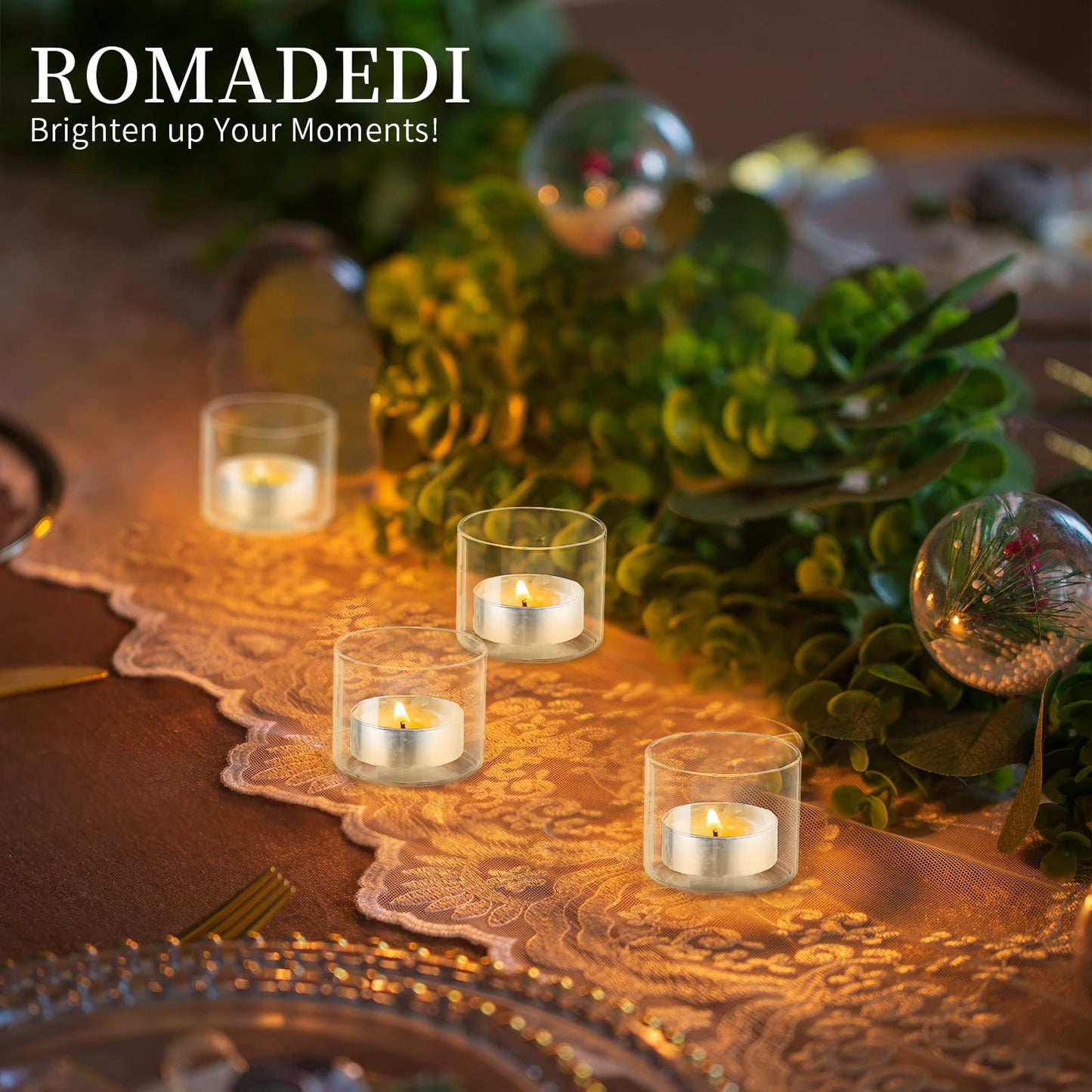 Votive Tea Light Candle Holders - Mini Clear Glass Tealight Holder as Candlelit Dinner Party Events Birthday Wedding Reception Centerpiece Decor Accessories, 10pcs+Extra 2