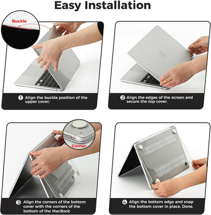 EooCoo Case compatible for M4 M3 M2 Macbook Air 15 inch A3241 A3114 A2941 with Touch ID,2025 2024 2023 Release, Transparent Plastic Hard Shell Cover, Smooth Shiny Surface, Crystal Clear