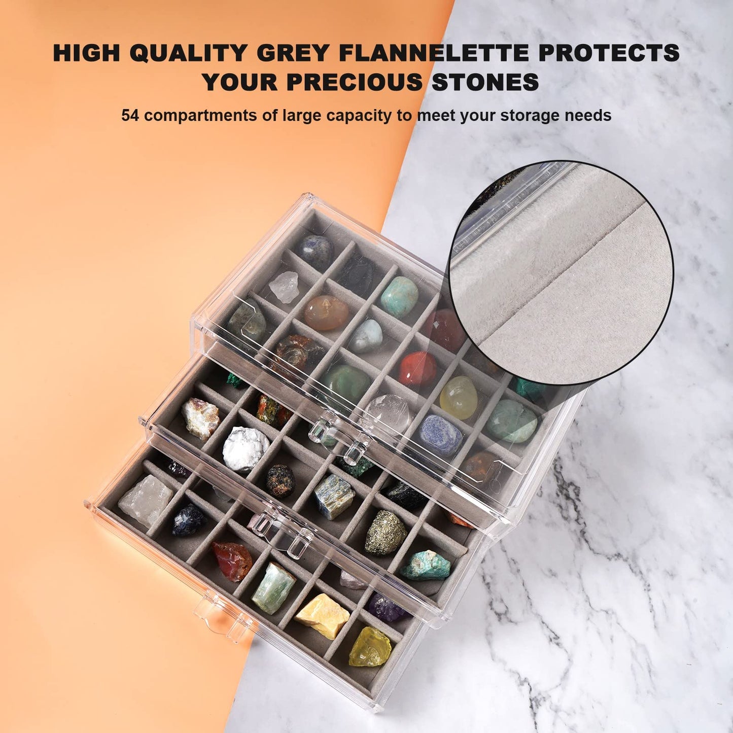 Acrylic Rock Collection Display Case Rock Collection Box for Kids Display Cases for Collectibles Crystal Display Case Holder Shadow Boxes Display Cases Display Cabinet Fossil Display Box