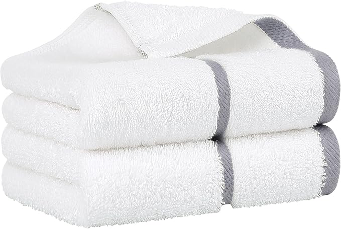 PiccoCasa Set of 2, 750 GSM Luxury White Hand Towels