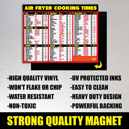 Air Fryer Magnetic Cheat Sheet - Large Print Easy to Read Airfryer Accessory - Air Fryer Cooking Times Chart Magnet, Airfry Cookbook Guide, Kitchen Cheat Sheet, Airfryer Oven Accessories 2025 (Red)