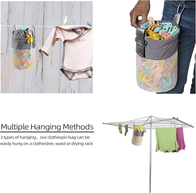 Mesh Clothespin Bag Holder Outside, Ventilation and Moisture Resistance