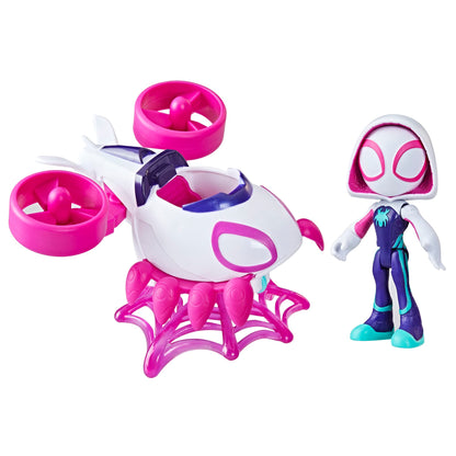 Spidey and his Amazing Friends Marvel Ghost-Spider Copter Set, 4-Inch Scale Action Figure with Vehicle and Accessory, Marvel Toys, Preschool Toys, Super Hero Toys