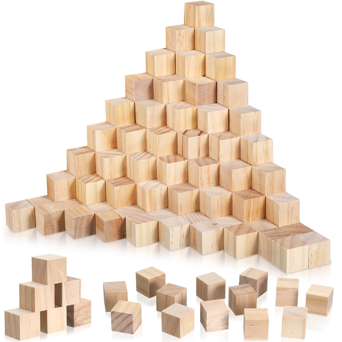 Barydat 100 Pcs 1 in Wooden Cubes, Unfinished Wooden Blocks for Crafting Natural Craft Wood Square Blank Cube for DIY Project Baby Showers