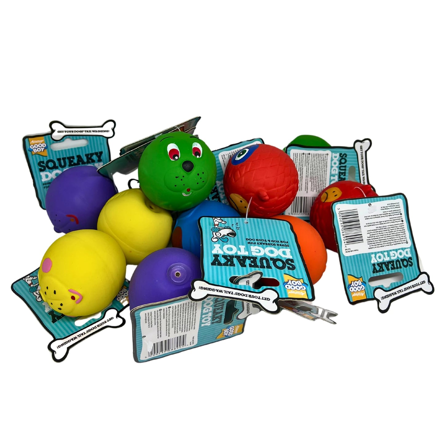 6 x Latex Faceballs Dog Puppy Toy Tennis Balls Sized Soft Squeaky Face Balls