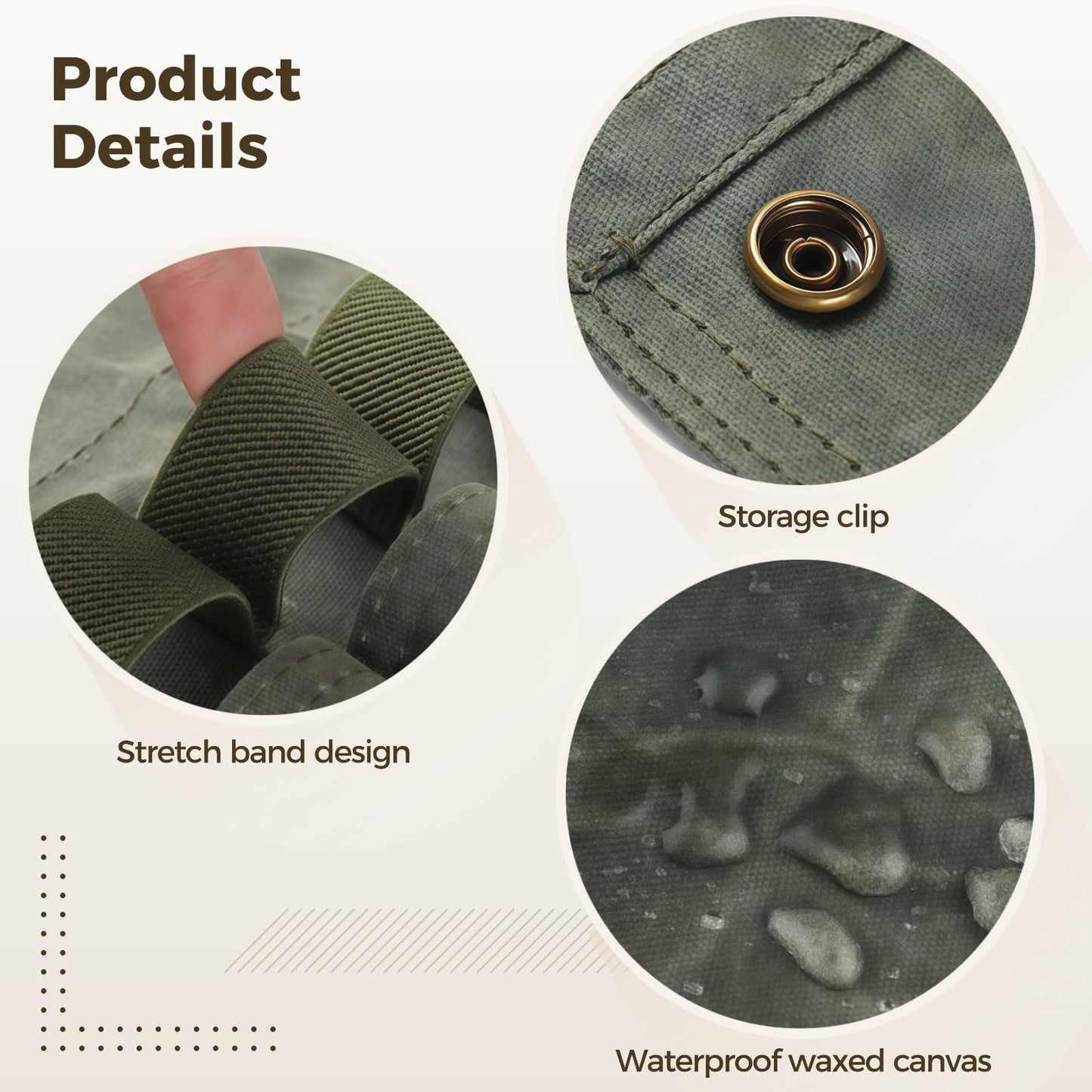 Calolin Camping Spice Kit, Portable Spice Bag for Travel, Including 9 Glass Seasoning Containers, Wear-Resistant Waxed Canvas, Foldable Design, Suitable for Outdoor Cooking