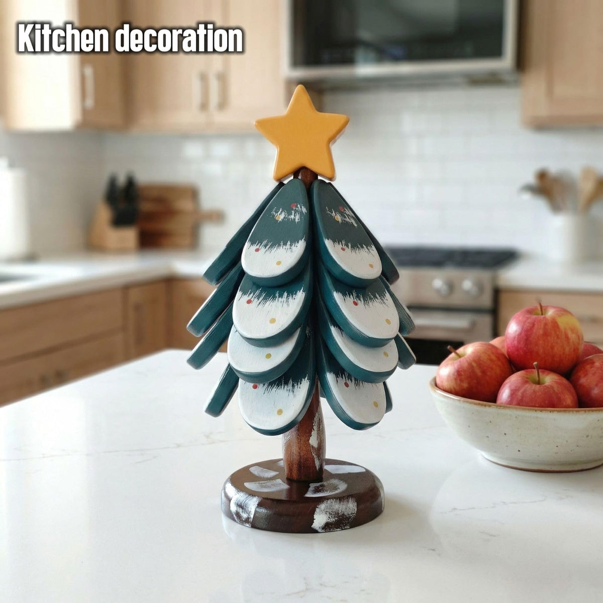 Green Wooden Trivet Tree - High End Wood Coasters Resistant Trivets for Hot Dishes & Pans - Kitchen Decorations Table Centerpieces Senior Birch Material