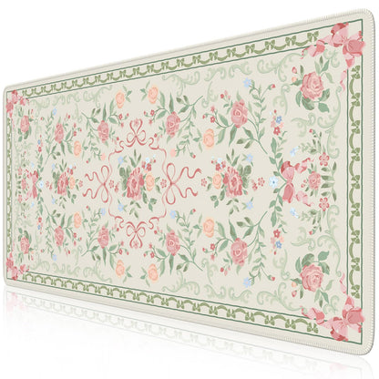 iCasso Green Desk Mat,Cute Desk Pad for Keyboard and Mouse,Anti-Slip Large Gaming Computer Mat XXL,Soft Lycra Surface Laptop Pad Women,Aesthetic Girly Desk Cover Protector for Home Office