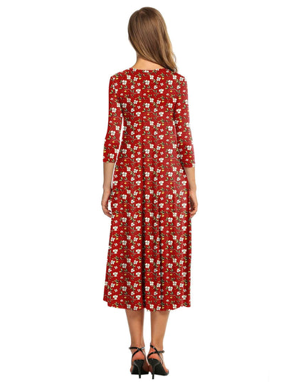 HOTOUCH Red Xmas Dress for Women Soft Cotton Midi Sundress for Women Loose Fit A Line Spring Dresses, XL