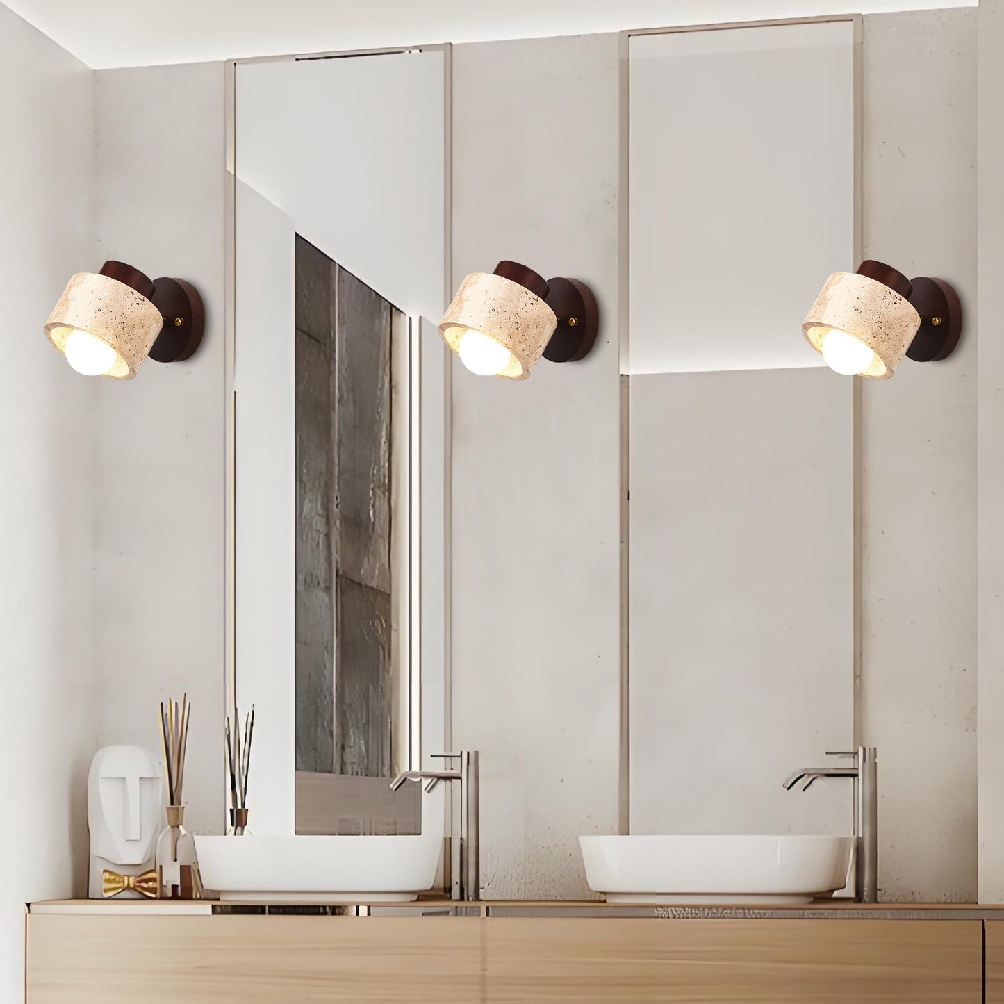BRRSKBK Natural Stone Wall Sconce Adjustable Marble Wall Mounted Bathroom Light Hardwired Farmhouse Rustic Wall Mounted Lamp Mid Century Modern Wall Lighting for Bedroom Living Room Bedside