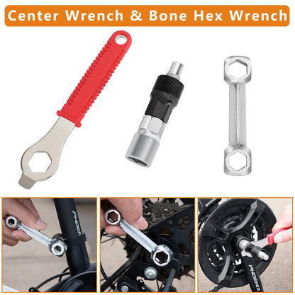 AOFUXTI Bicycle Tire Patch Repair Kit, Bike Chain Repair Wrench, Essential Mini Pump, Portable Adult Bicycle Toolkit Accessories,Tool Kit for Camping Travel, Best Gifts for Men and Women