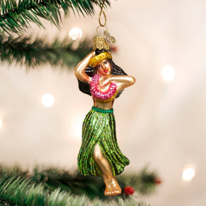 Old World Christmas Hula Dancer Glass Blown Ornament for Christmas Tree, Handcrafted Holiday Decoration, Dance Collection